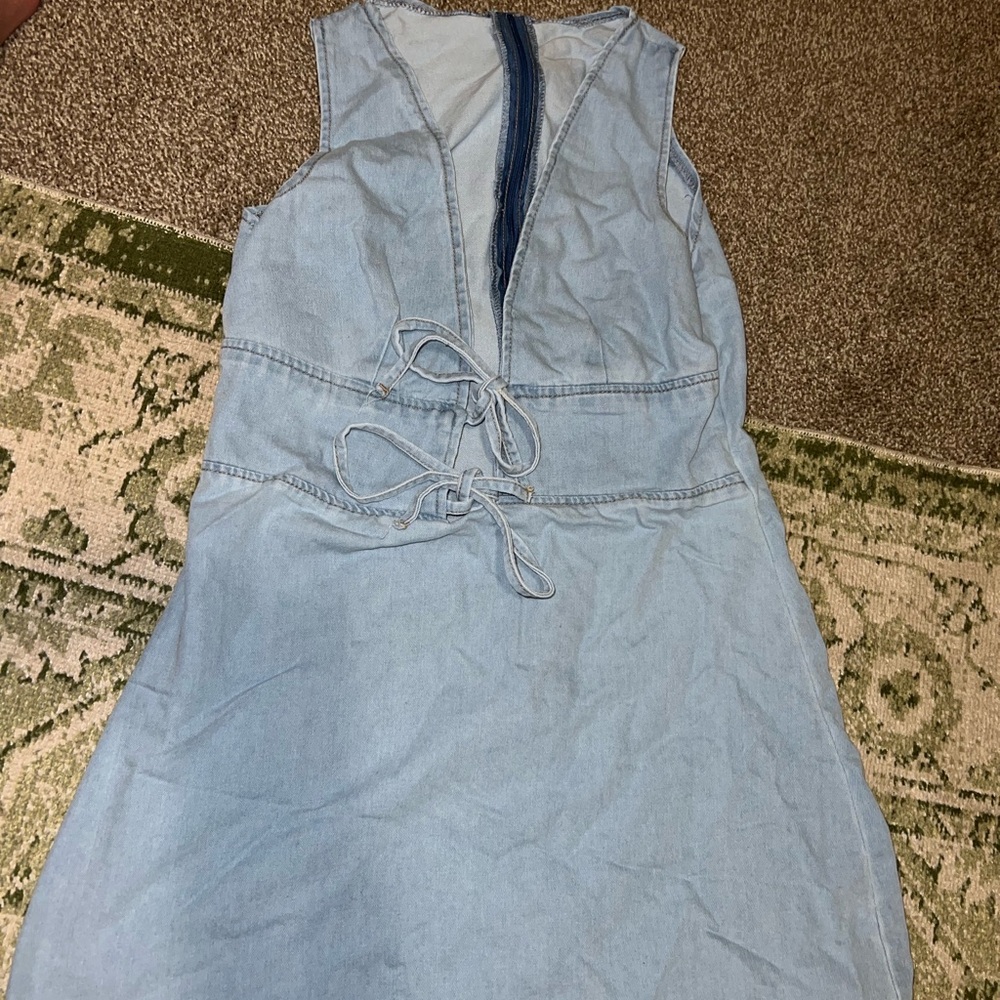 Light Blue Denim Dress with Tie Detail